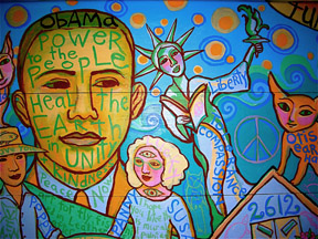 Garage Door Mural detail view 1 ©Susan Shie 2008.